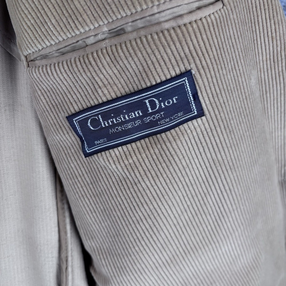 Vintage Christian Dior Corduroy Sport Coat Mens 42L Tan Jacket Leather Button - Picture 9 of 16